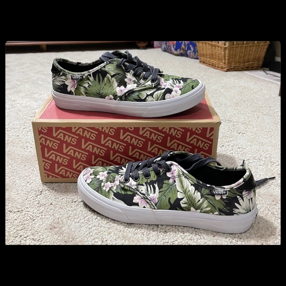 Womens Vans 9.5m Tropical Flowers Green Ultra Cush Insole